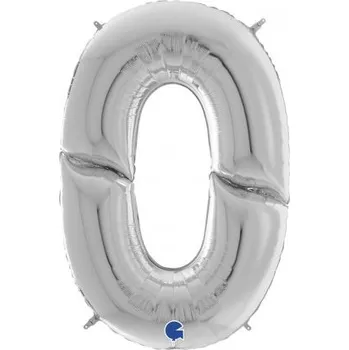 Balónek ČÍSLICE STŘÍBRNÁ 0 (163cm,64") fóliový balónek nafukovací