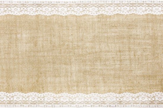 Jutový dekorační přehoz s krajkou 0.28x2.75m