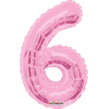 Balónek Číslice 6 růžová malá 14"/35cm