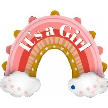 Balónek Duha It´s a girl růžová 31"/79cm fóliový balónek nafukovací