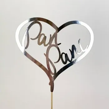 Party dekorace Zápich do svatebního dortu - stříbrné srdce Pan Paní