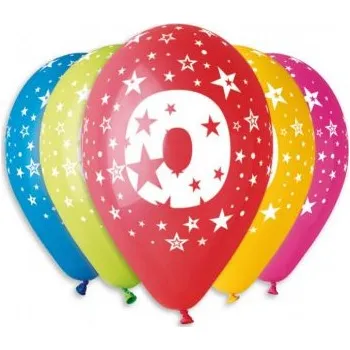 Balónek Balónek pastel 30 cm číslo 0 potisk (100ks/bal)