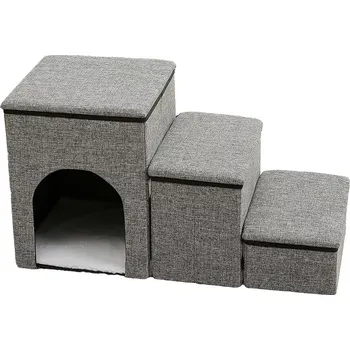 Domeček pro kočku schody pro psa šedé (SCH1)
