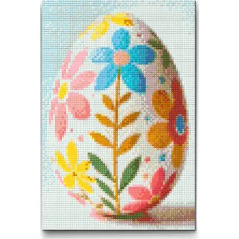 Diamantové malování Diamantové malování - Velikonoční vajíčko s květinovým vzorek Velikost: 20x30cm, Rámování: Pouze srolované plátno, Diamanty: Kulaté