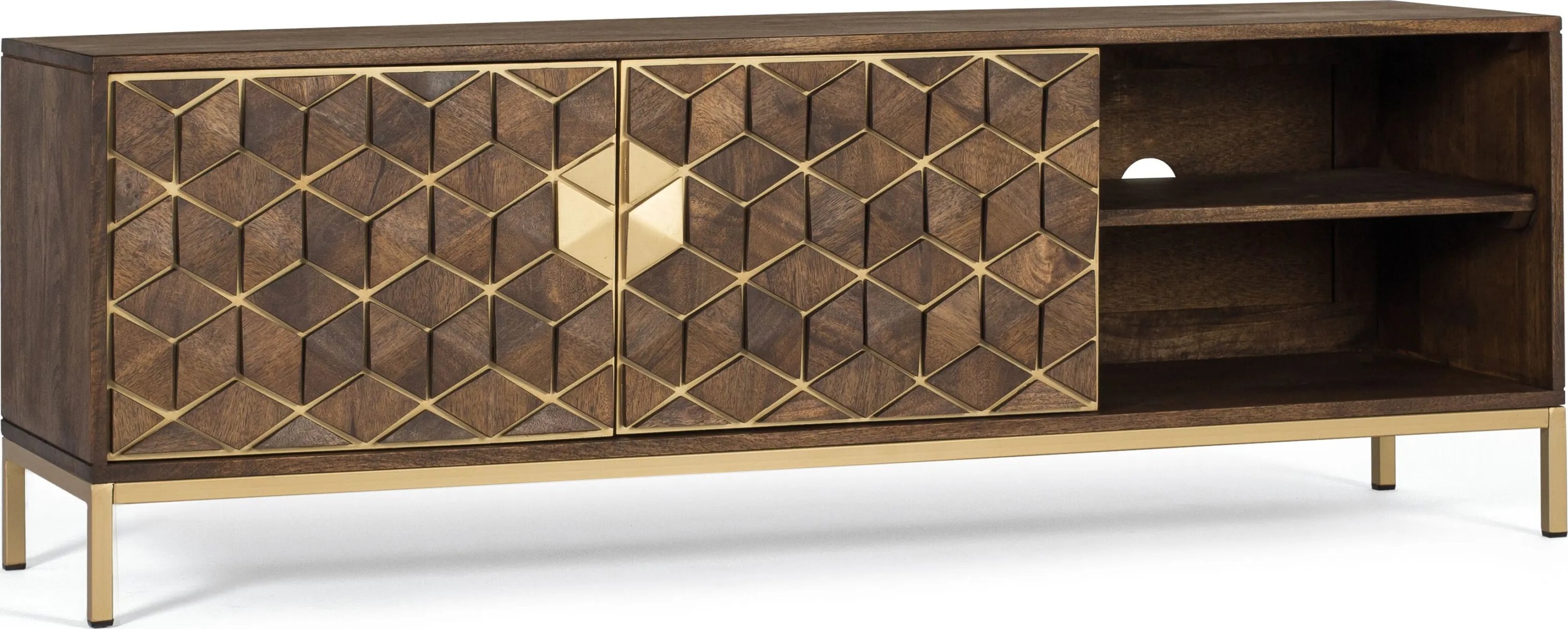 Designový Art‑Deco televizní stolek Bora Bora 145 cm masiv