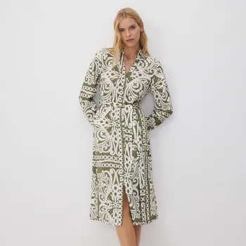 Dámské šaty Reserved - Košilové midi šaty s lyocellem - olivová - 553CS-91X - 553CS-91X-L-2