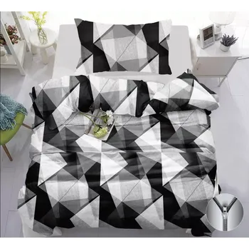 Povlečení ! AKČNÍ VÝPRODEJ ! LUXUSNÍ BAVLNĚNÉ POVLEČENÍ TRIANGLES BLACK 140x200/70x90cm