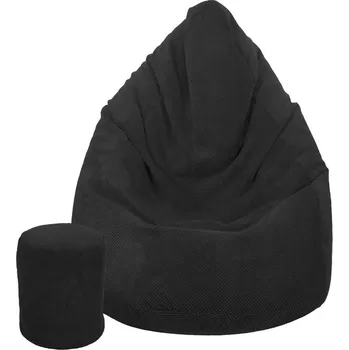 Sedací pytel Toffel Dětský sedací vak MAXI COMFORT Plyš 100x75 cm s podnožkou Vzor: černá