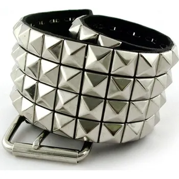 Opasek Kožený opasek s PYRAMIDAMI čtyřřadý - Pravá kůže Velikost: M