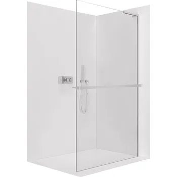 CERANO - Sprchová zástěna Walk-in Onyx L-pravá vzpěra - 8 mm + polička/držák na ručníky - chrom, transparentní sklo - 130x200 cm