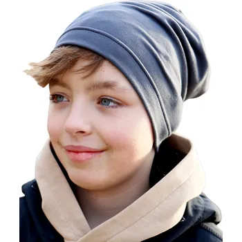 Čepice Bavlněná spadená čepice PLETEX - B605 - tmavě šedá Obvod hlavy v cm: 48-52 cm