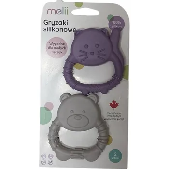 Silikonová kousátka 2 KS prořezávání zoubků MELLI KOČKA A MEDVÍDEK