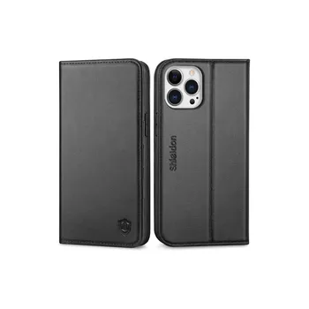 Pouzdro na mobilní telefon Flipové pouzdro SHIELDON černé kožené