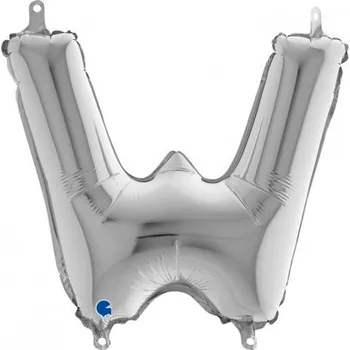 Balónek PÍSMENO STŘÍBRNÉ MINI W (35cm,14") fóliový balónek nafukovací
