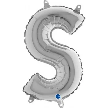 Balónek PÍSMENO STŘÍBRNÉ MINI S (35cm,14") fóliový balónek nafukovací