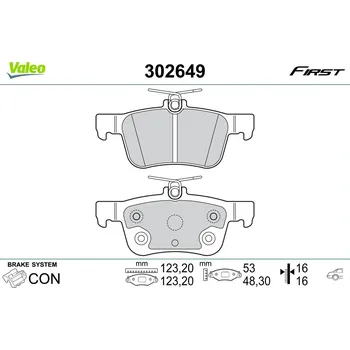 Brzdová destička Sada brzdových destiček, kotoučová brzda VALEO 302649