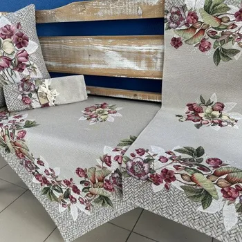 ubrus Tegatex Gobelínový ubrus - zelené a růžové květy Velikost: 40*140 cm