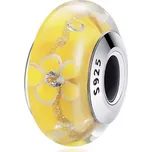 For Silver Skleněný korálek se žlutými květy - Stříbro 925