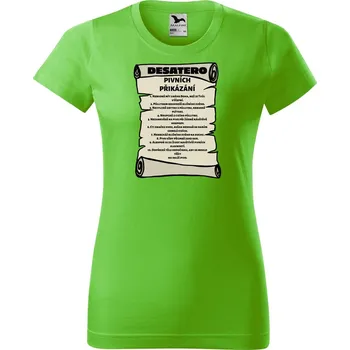 Dámské tričko Dámské tričko s potiskem Pivní přikázání Barva trička: Apple green, Velikost: M