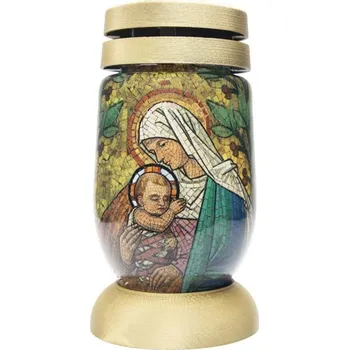 Svíčka Bolsius hřbitovní sklo 23 cm vklad 120g 36h. Mozaika Maria 513 gram