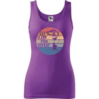 Dámské tílko s potiskem Eat sleep fish Velikost: S, Barva: Fialová
