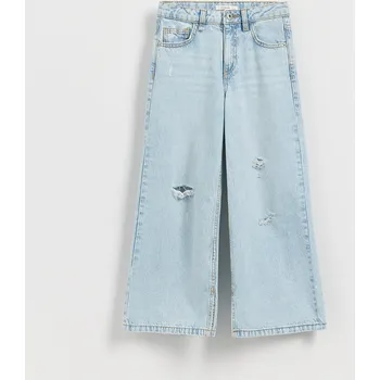 Dívčí džíny Reserved - Džíny super wide leg se zdobením - modrá - 752CV-05J - 752CV-05J-164
