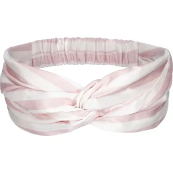 Čelenka LOVESILK_ Hedvábná čelenka růžovobílá s pruhy