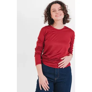 Dámské tričko Dámské funkční triko Merino 140 dlouhý rukáv Vínová M