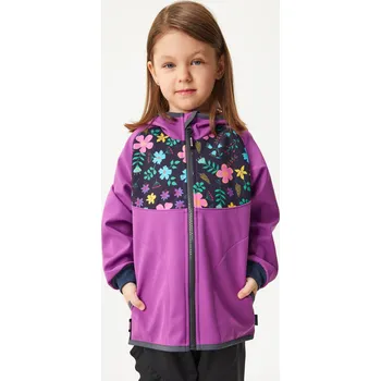 Chlapecká bunda unuo Dětská softshellová bunda bez zateplení Basic, Ostružinová, Kytičky Velikost: 98/104