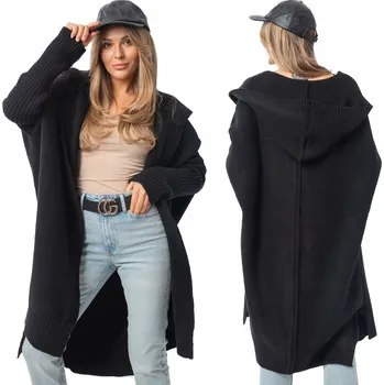 Dámský svetr Setin dámský svetr černý asymetrický do půli lýtek, univerzální velikost