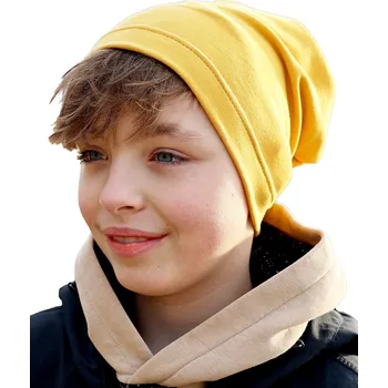 Čepice Bavlněná spadená čepice PLETEX - B605 - hořčicová Obvod hlavy v cm: 52-56 cm