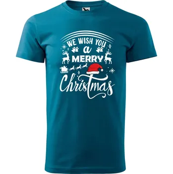 Pánské tričko We wish you Velikost: XL, Barva trička: Petrolejová