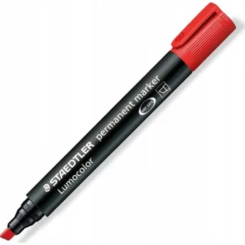 STEADTLER permanentní popisovač ČERVENÝ lumocolor FLAMASTER, zkosená špička