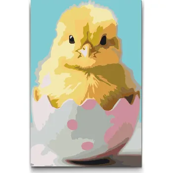 Malování podle čísel - Velikonoční kuřátko ve skořápce Velikost: 20x30cm, Rámování: Pouze srolované plátno