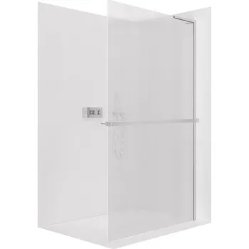 CERANO - Sprchová zástěna Walk-in Onyx L-pravá vzpěra - 8 mm + polička/držák na ručníky - chrom, rýhované sklo - 160x200 cm