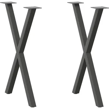 Nohy k jídelnímu stolu ve tvaru X, 2 ks, antracitové, 60 x (72-73) cm, ocel