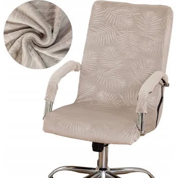 POTAH NA OTOČNOU ŽIDLI KŘESLO VELUR S VYTLAČOVANÝMI PALMOVÝMI LISTY BÉŽOVÝ