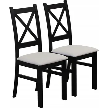 Jídelní židle Sada 2x Čalouněná židle do obýváku jídelny kuchyně Černá/Béžová