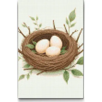 Diamantové malování Diamantové malování - Ptačí hnízdo Velikost: 20x30cm, Rámování: Pouze srolované plátno, Diamanty: Čtvercové