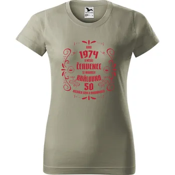 Dámské tričko Dámské tričko s potiskem Narodila se královna Barva trička: Světlá khaki - 28, Velikost: XL