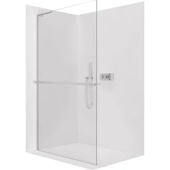 CERANO - Sprchová zástěna Walk-in Onyx L-levá vzpěra - 8 mm + polička/držák na ručníky - chrom, transparentní sklo - 120x200 cm