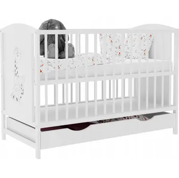 Dětská postýlka Dřevěná postýlka Bobas BÍLÁ 60 x 120 cm bílá