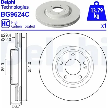 Brzdový kotouč Brzdový kotouč DELPHI BG9624C