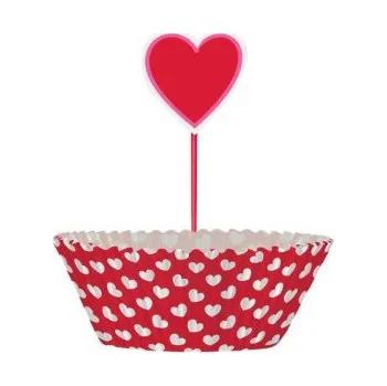 Party dekorace Cupcake košíček - Valentýnská srdce 24ks