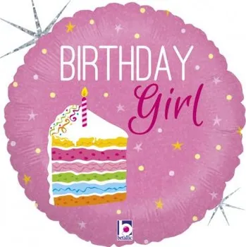 Balónek Kruh - růžový s dortem HB 18"/46cm fóliový balónek nafukovací