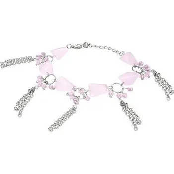 Náramek Módní náramek s řetízky růžový 01 (Moderní náramky bižuterie)