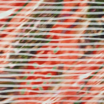 Úplet N6826 červeno-zelený, průhledné pruhy, š.150