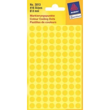 Samolepící etiketa SAMOLEPKY ETIKETY KOLEČKA průměr 8 mm AVERY žluté 416 kusů ORGANIZAČNÍ