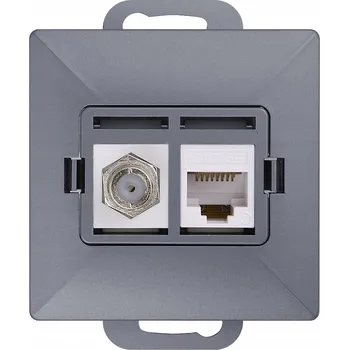Elektrická zásuvka Anténní a internetová zásuvka do zdi Abex šedá