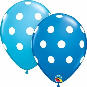 Balónek Potisk Puntíky modré 11"/28cm Qualatex Balónek 25ks